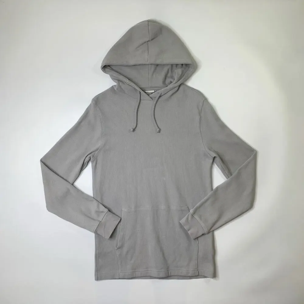 The North Face Hoodie Mens M Medium Slim Fit Gray Cotton Stretch Waffle Knit